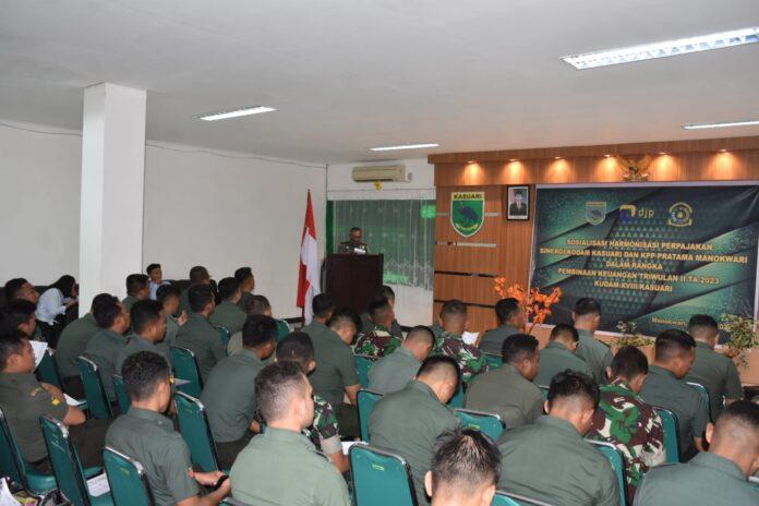 Sosialisasi harmonisasi perpajakan dan pelatihan Pembinaan Keuangan (Binku) bagi personel pembuat pertanggungjawaban keuangan (Wabku) jajaran Kodam XVIII Kasuari